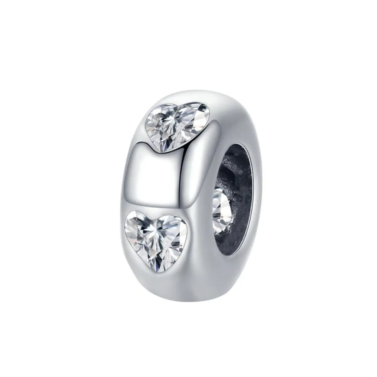 Cubic Zirconia & Sterling Silver Heart Rondelle Charm sold by Zulily