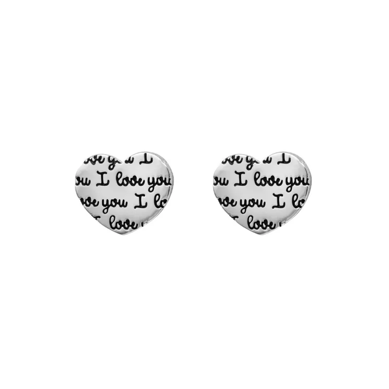 Sterling Silver I Love You Heart Stud Earrings sold by Zulily