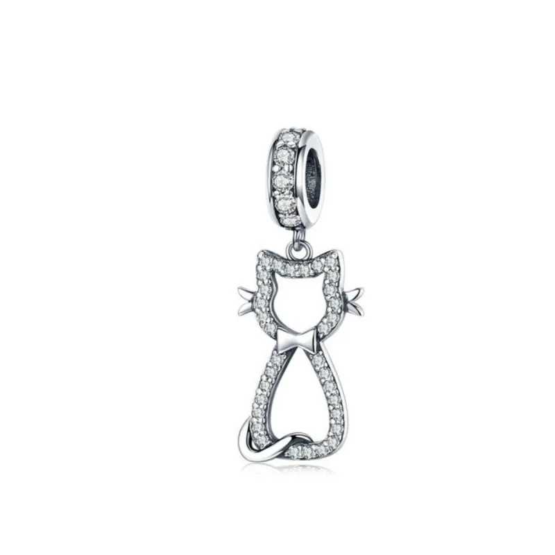 Cubic Zirconia & Sterling Silver Openwork Cat Charm (12923-149) sold by Zulily