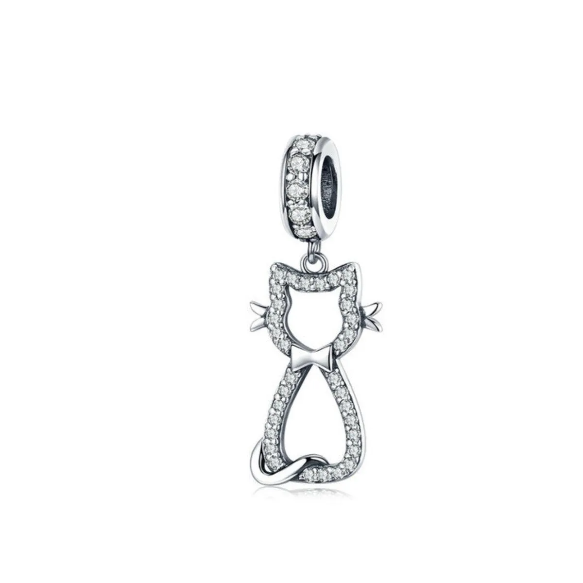 Cubic Zirconia & Sterling Silver Openwork Cat Charm (12923-149) sold by Zulily