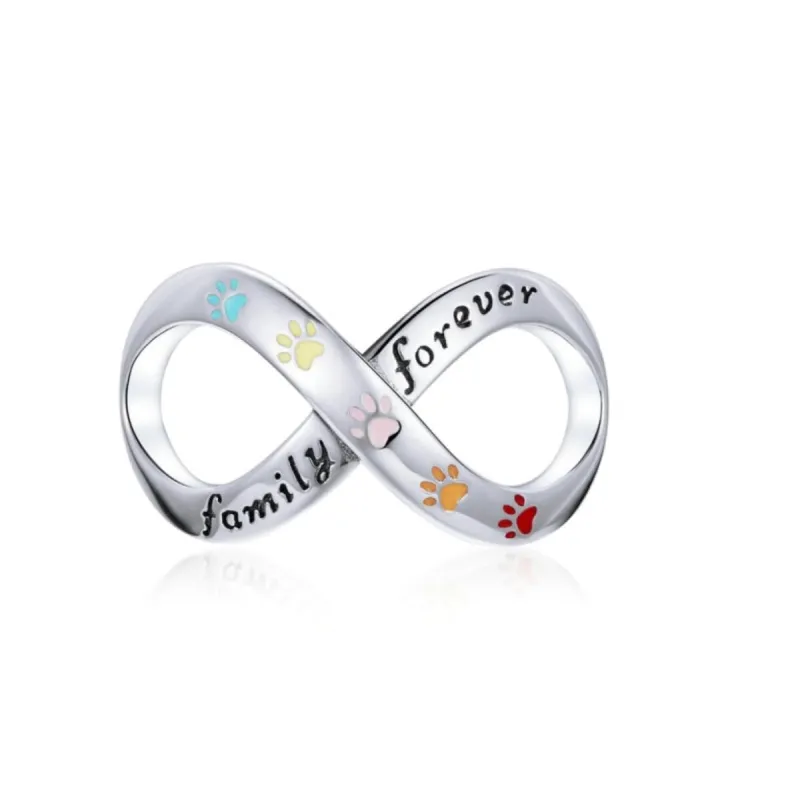 Sterling Silver Multi Colored Paw Print Family Forever Infinity Charm sold by Zulily