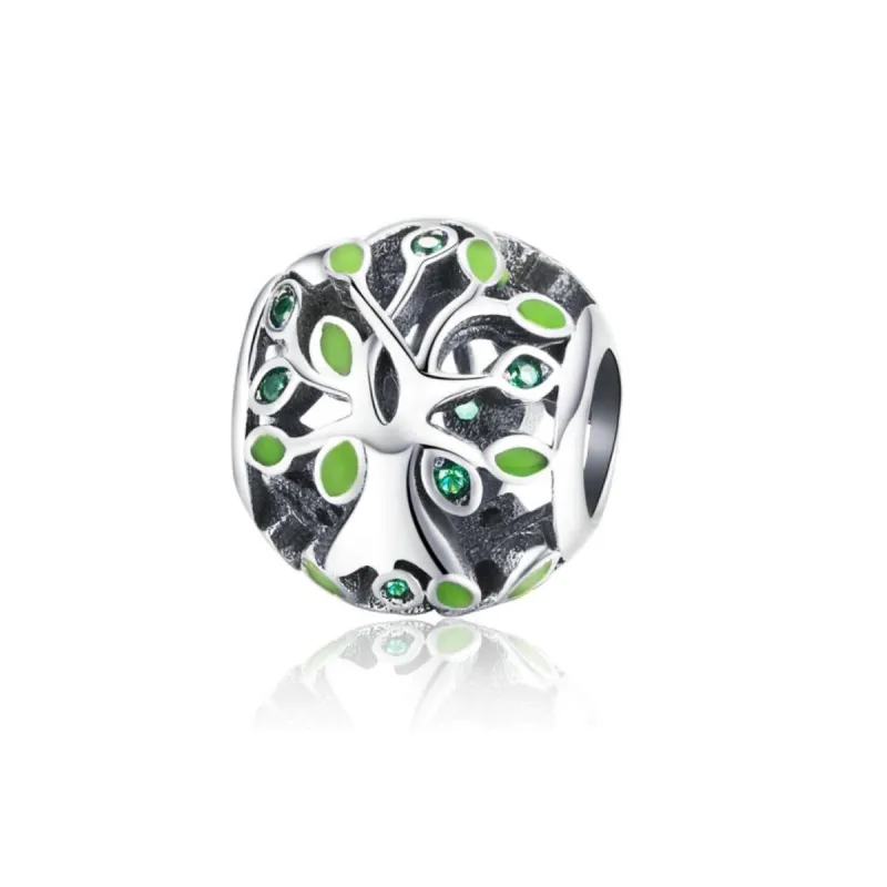 Sterling Silver Green Tree Charm Bead sold by Zulily