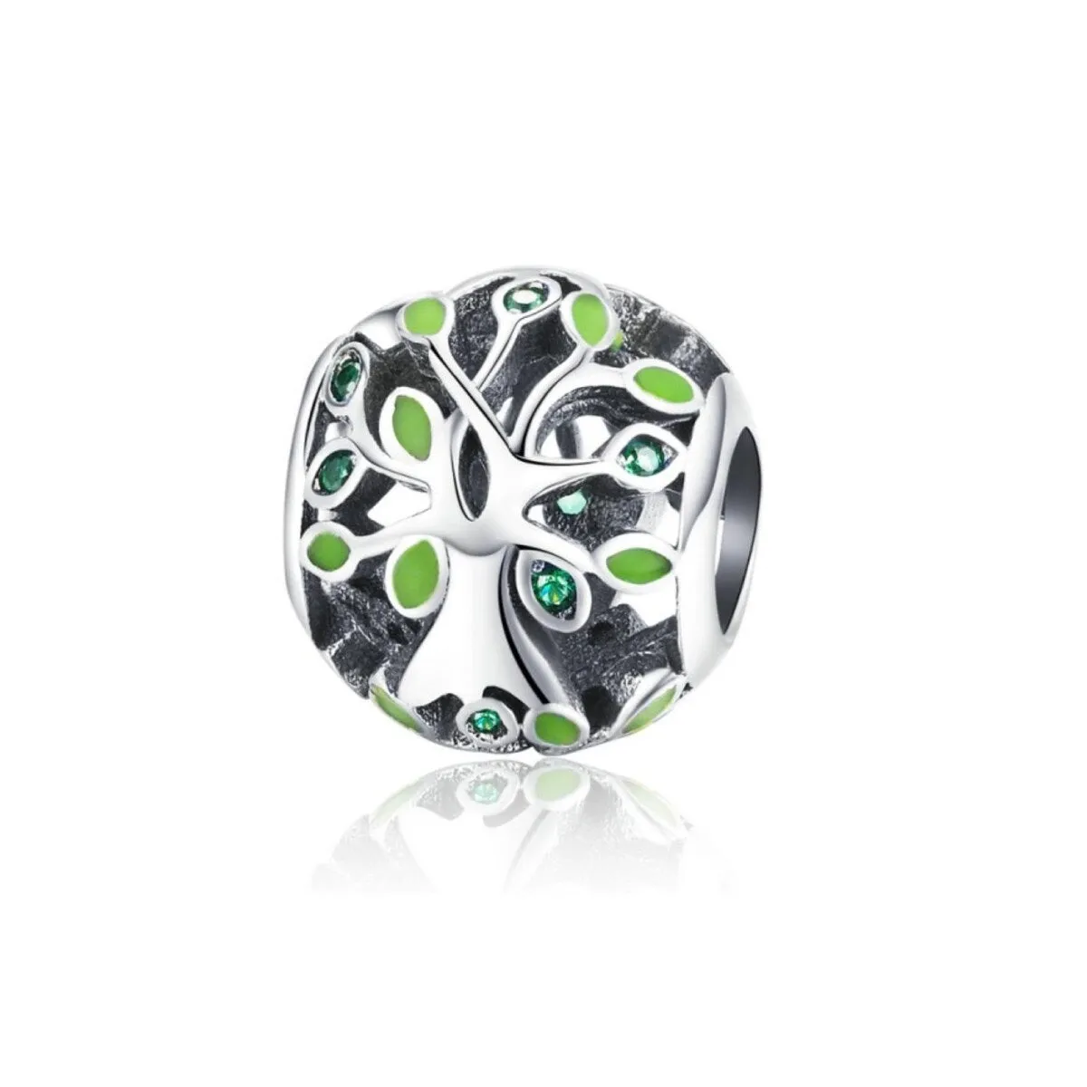 Sterling Silver Green Tree Charm Bead sold by Zulily