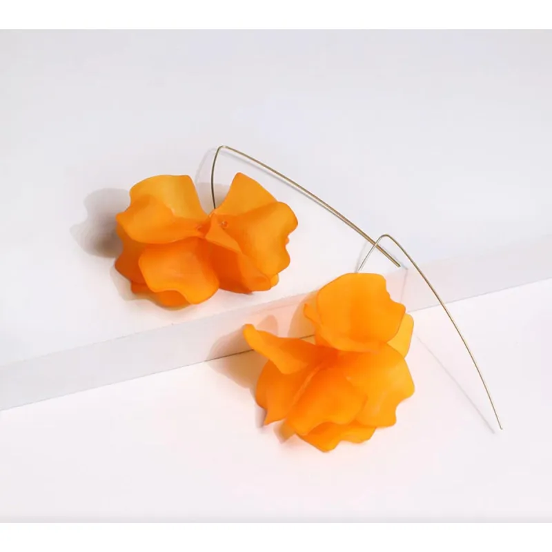 Goldtone Orange Flower Threader Earrings sold by Zulily