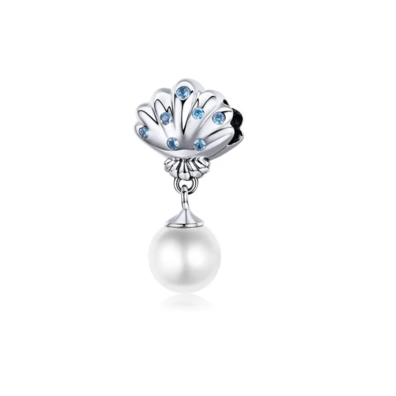 Sterling Silver Pearl Cubic Zirconia Shell Dangling Charm sold by Zulily