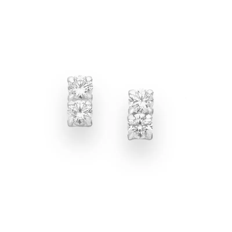 Sterling Silver Cubic Zirconia Mini Bar Round-Cut Stud Earrings sold by Zulily