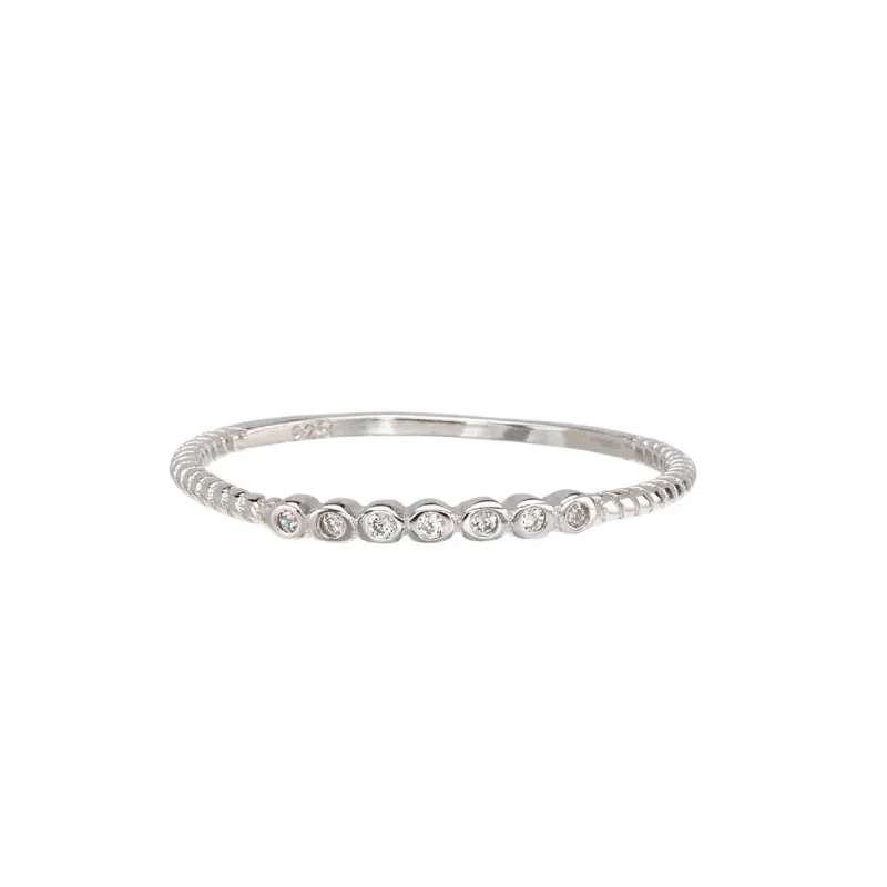 Cubic Zirconia and Sterling SiIver Bezel Round-Cut Ring sold by Zulily