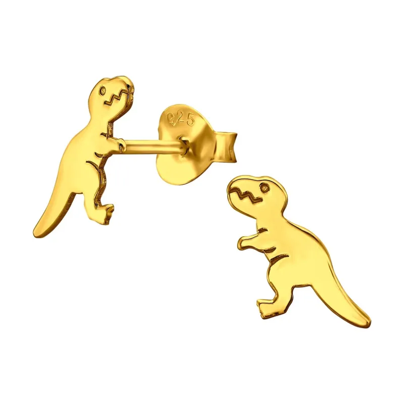 Sterling Silver 18k Gold-Plated Dino Stud Earrings sold by Zulily