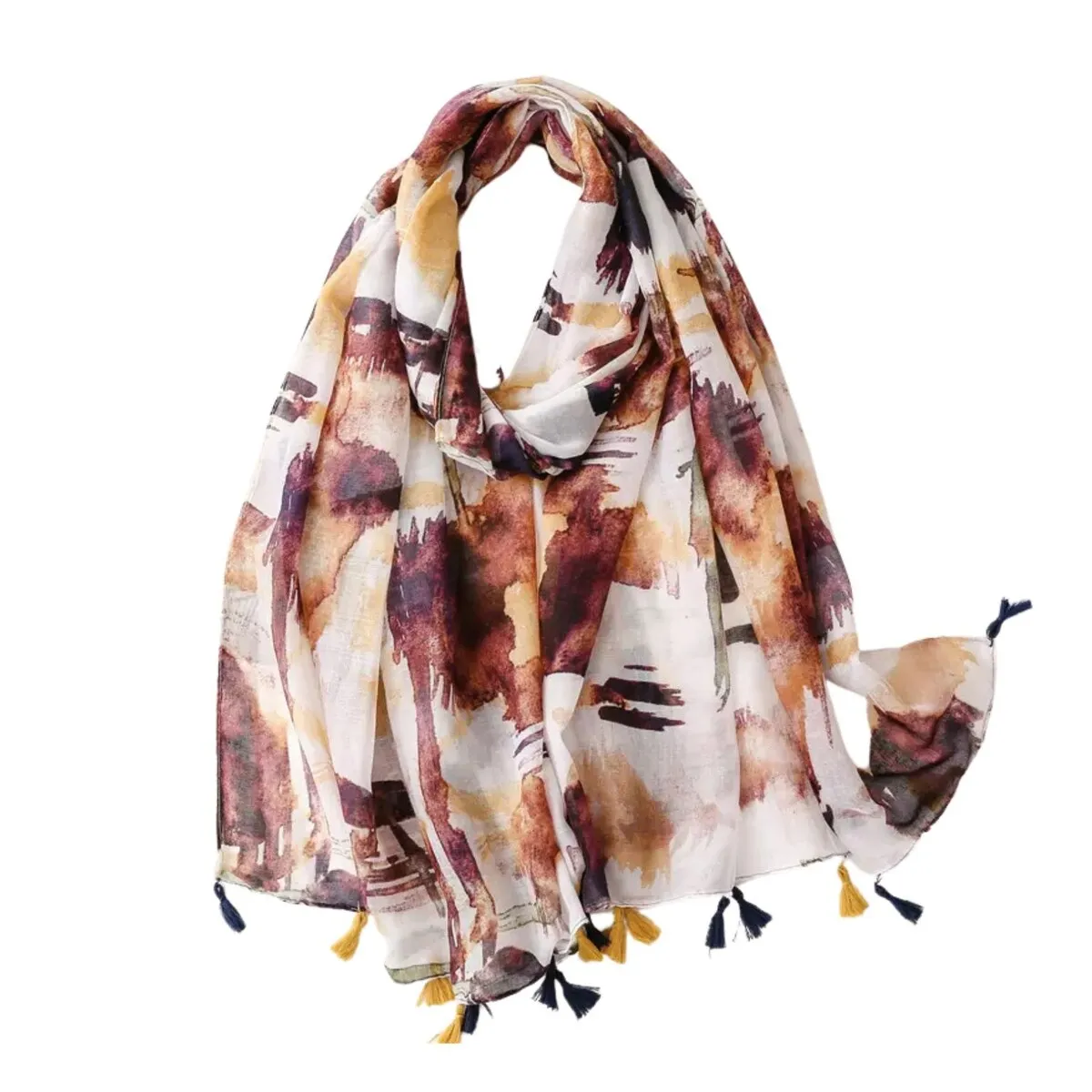 Bronze Floral Scarf with Tassels sold by Zulily