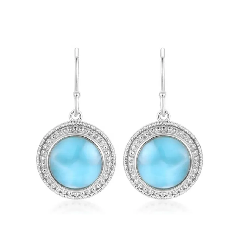 Sky Blue Larimar & Sterling Silver Circle Drop Earrings sold by Zulily