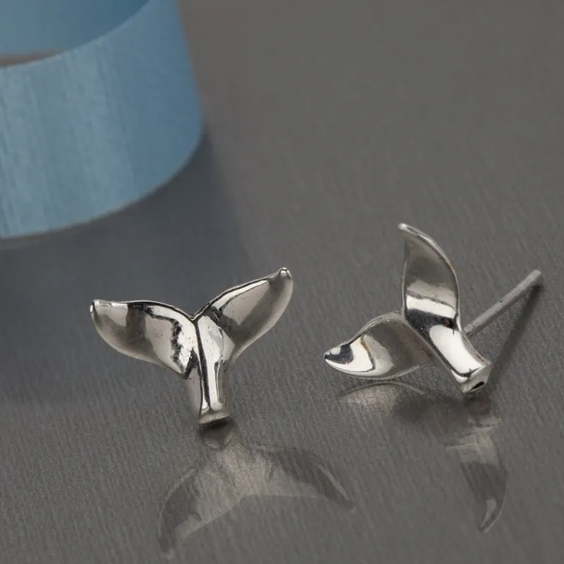 Sterling Whales Tail Stud Earrings made by Zulily