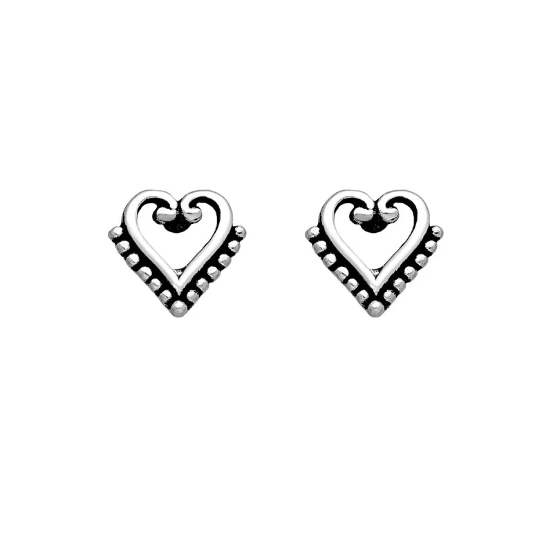 Sterling Silver Bali Heart Stud Earrings sold by Zulily