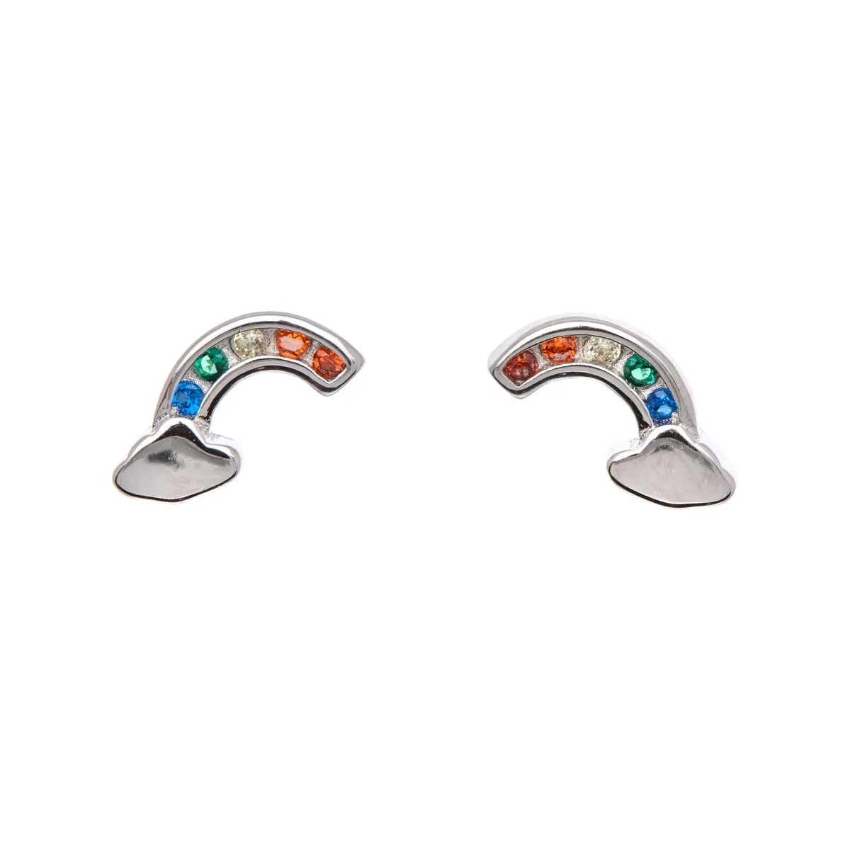 Sterling Silver Multi Colored Cubic Zirconia Rainbow Stud Earrings sold by Zulily