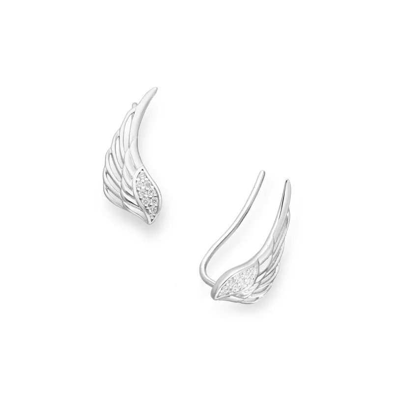 Sterling Silver Wing Crawler Earrings with Cubic Zirconia sold by Zulily