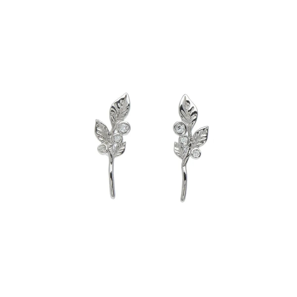 Sterling Silver Cubic Zirconia Leaf Branch Stud Earrings sold by Zulily
