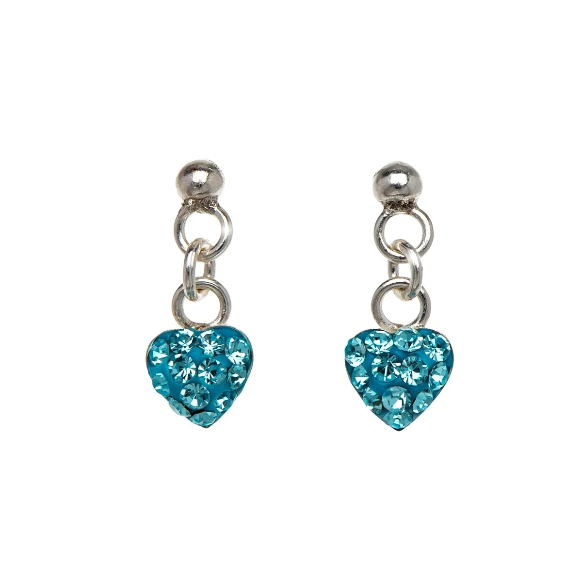 Sterling Silver Aqua Blue Cubic Zirconia Heart Drop Earrings sold by Zulily