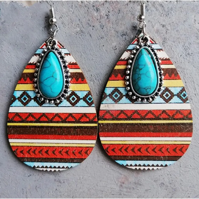 Multi Colored Patterned & Turquoise Teardrop Drop Earrings sold by Zulily