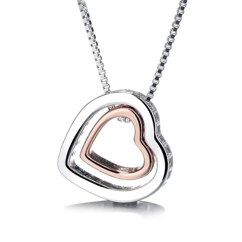 Two-Tone 18K Gold made with crystals from Swarovski Heart Necklace Inscribed "Love You" / ROSE sold by Zulily