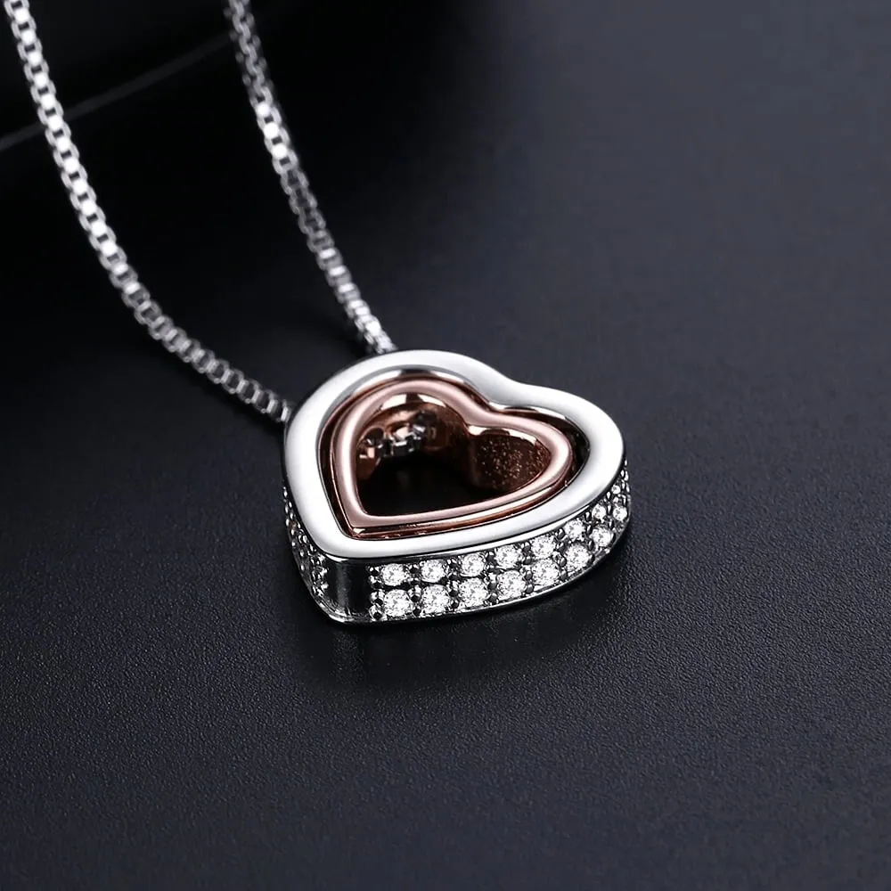 Two-Tone 18K Gold made with crystals from Swarovski Heart Necklace Inscribed "Love You" / ROSE sold by Zulily product image thumbnail 2