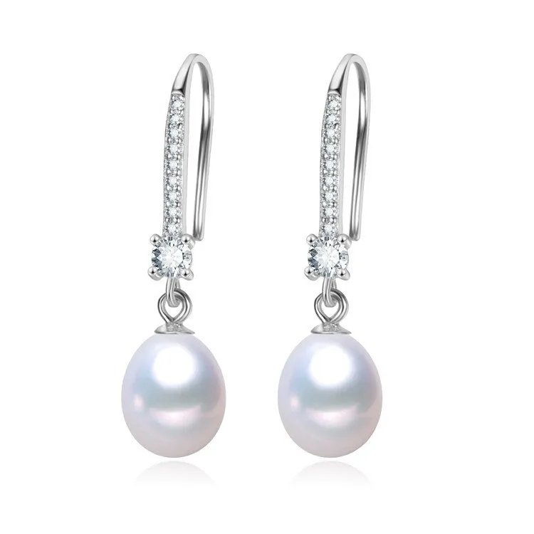 White Freshwater Pearl Cubic Zirconia Pave Drop Earrings sold by Zulily