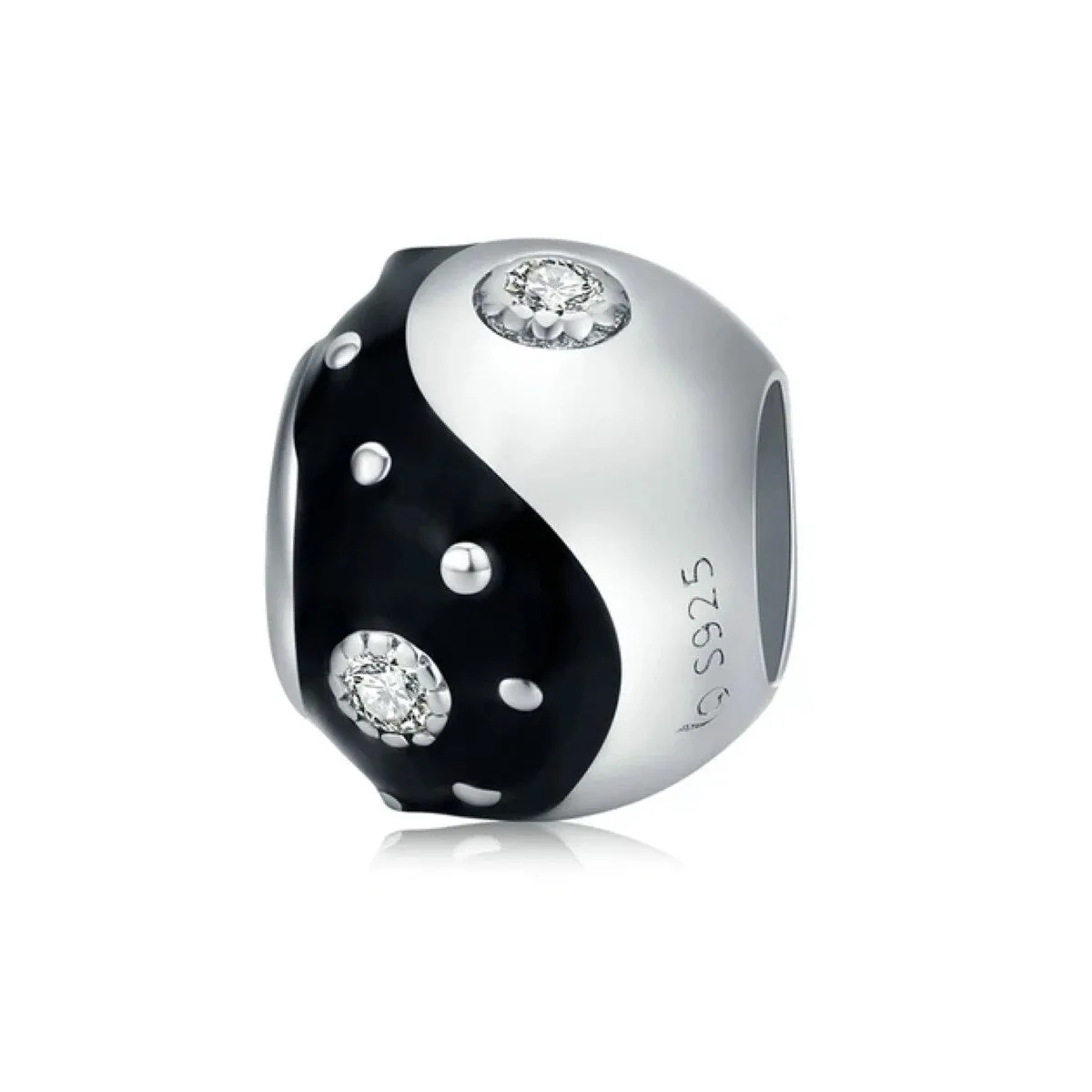 Sterling Silver & Black Yin Yang CZ Bracelet Charm sold by Zulily