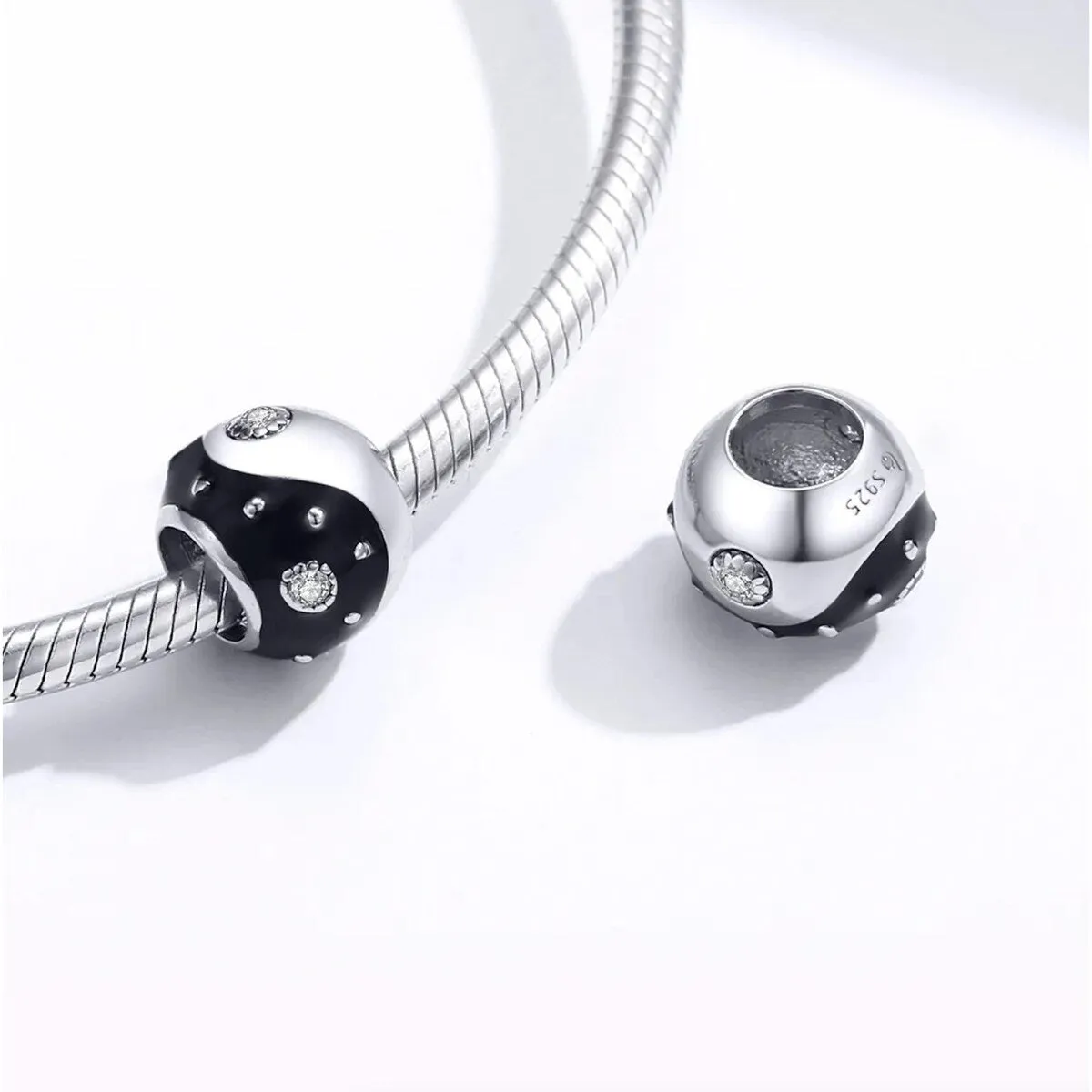 Sterling Silver & Black Yin Yang CZ Bracelet Charm sold by Zulily product image thumbnail 2