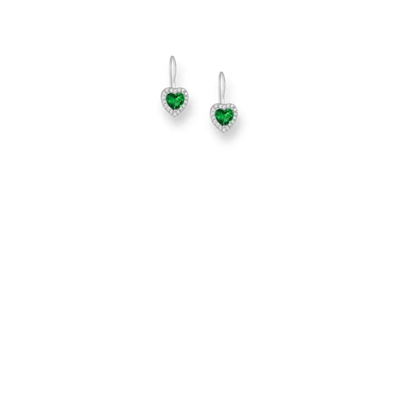 Sterling Silver Green Heart Drop Earrings with Cubic Zirconia sold by Zulily