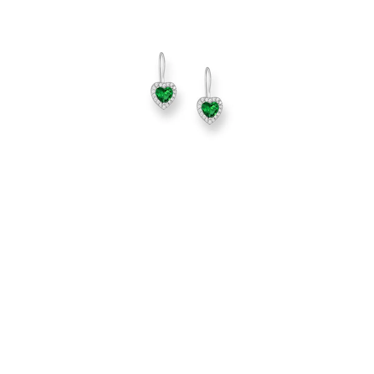 Sterling Silver Green Heart Drop Earrings with Cubic Zirconia sold by Zulily
