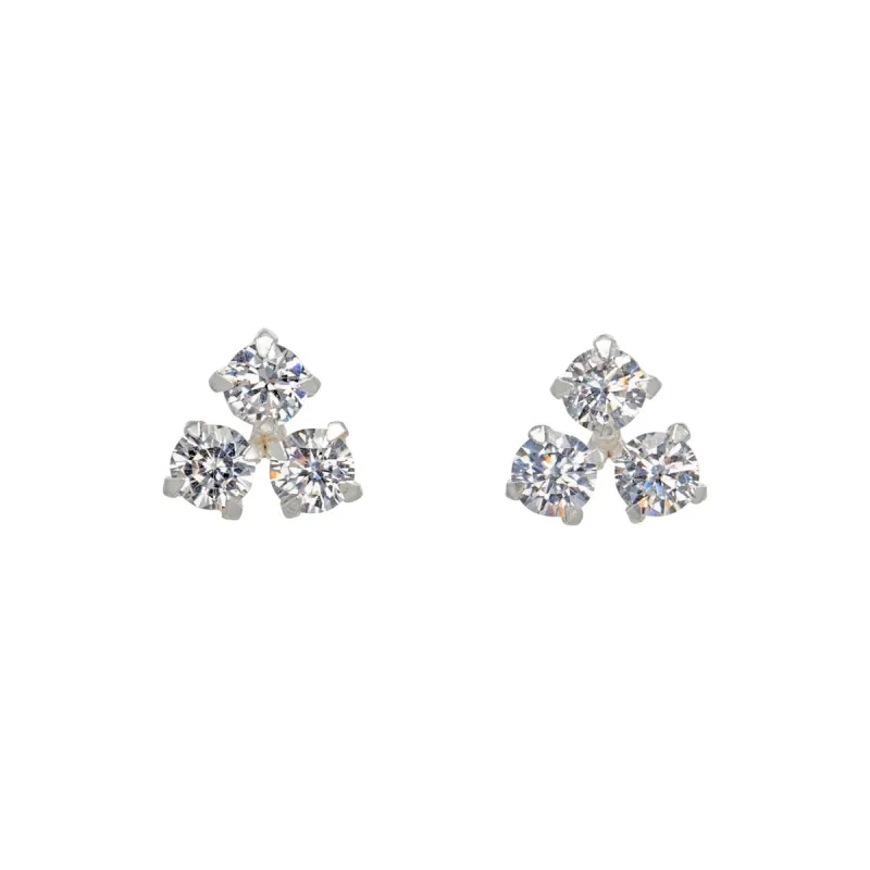 Sterling Silver Cubic Zirconia Triplet Stud Earrings sold by Zulily
