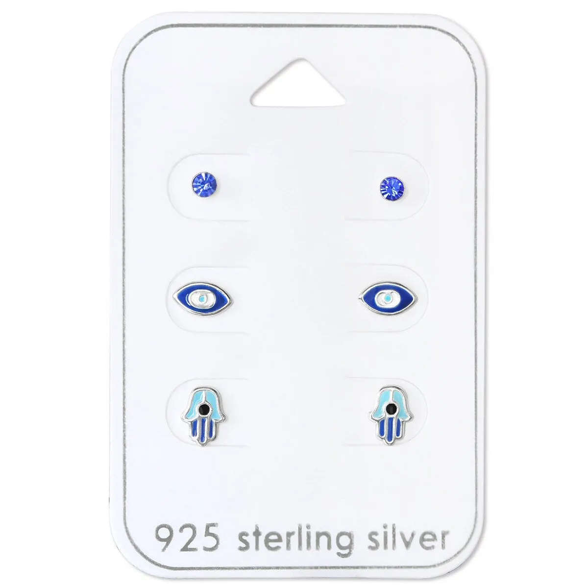 Sterling Silver Blue Hamsa, Stud Eye Stud Earring Set sold by Zulily