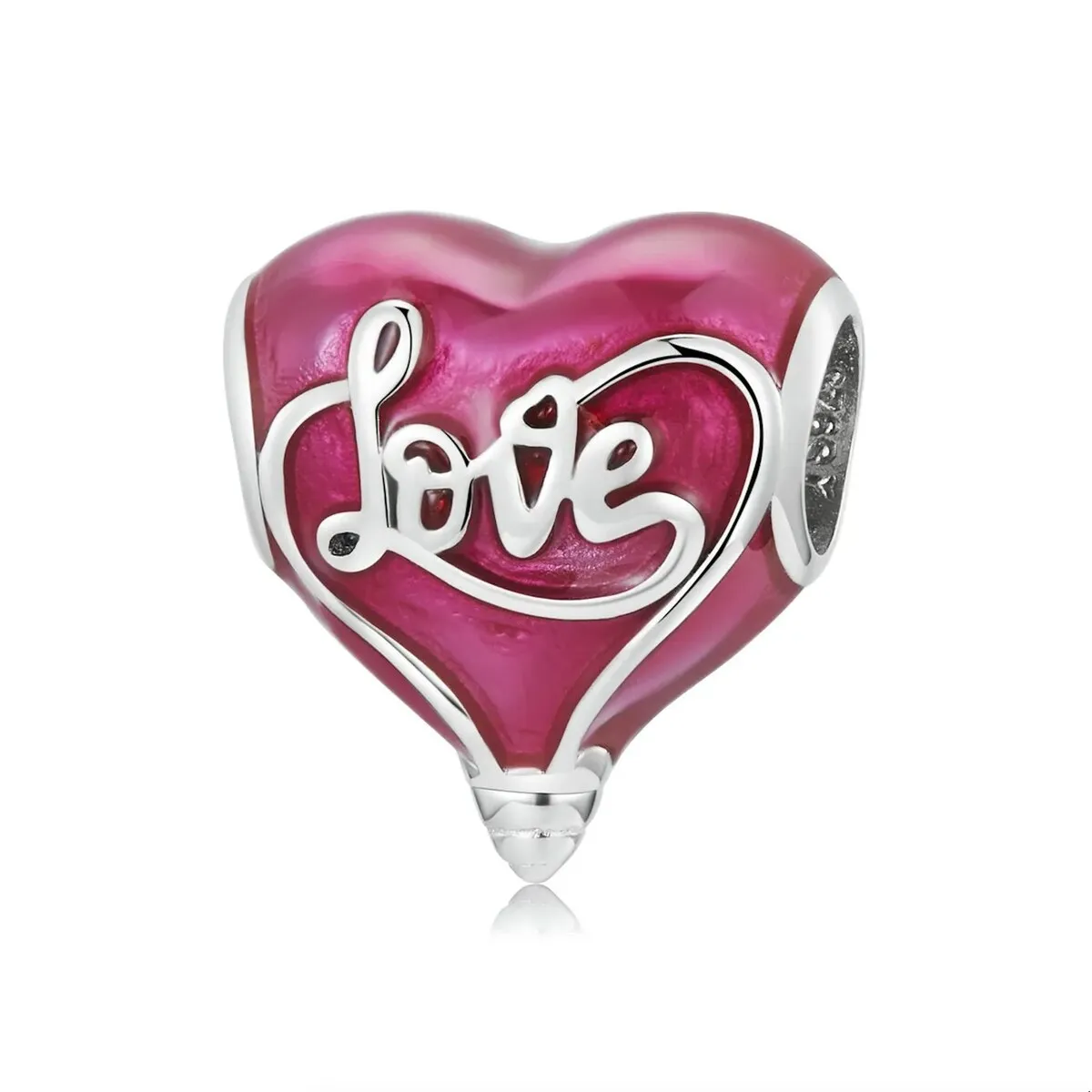 Bright Pink Sterling Silver & CZ Pave LOVE Heart Bracelet Charm sold by Zulily
