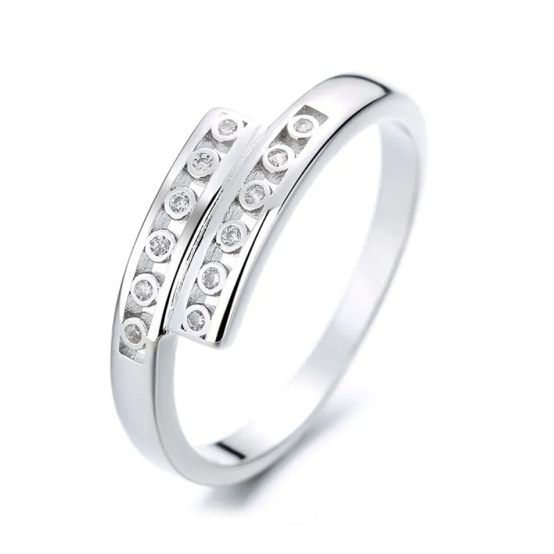 Sterling Silver Bypass Ring with crystals from Swarovski sold by Zulily