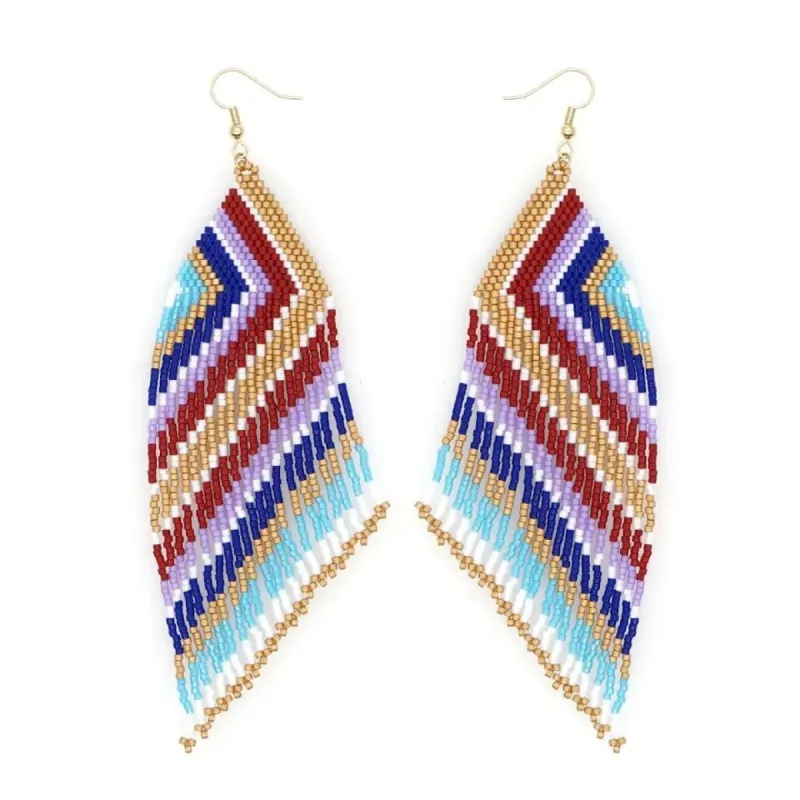 Seed Bead Statement Chevron Tassel Earrings sold by Zulily