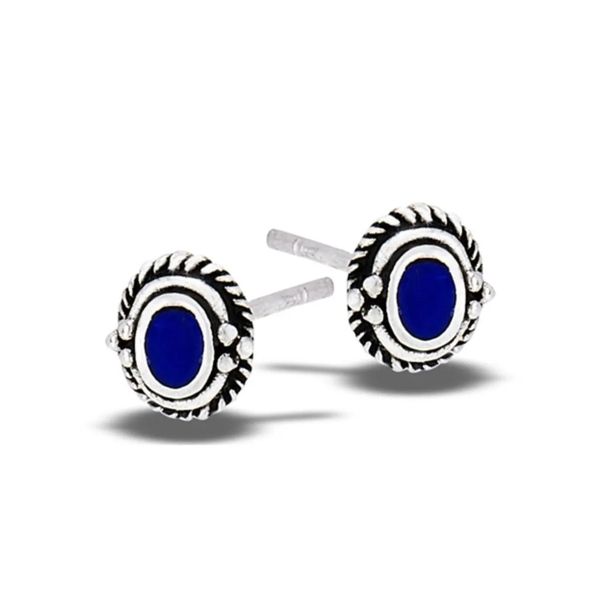 Sterling Silver Braided Stud Earrings with Synthetic Lapis sold by Zulily
