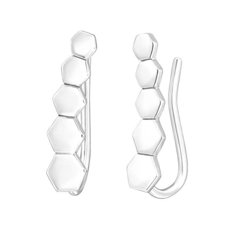 Sterling Silver Tiered Hexagon Ear Climbers sold by Zulily