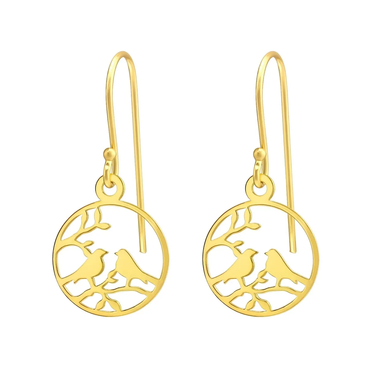 Sterling Silver 18k Gold-Plated Love Bird Circle Drop Earrings sold by Zulily