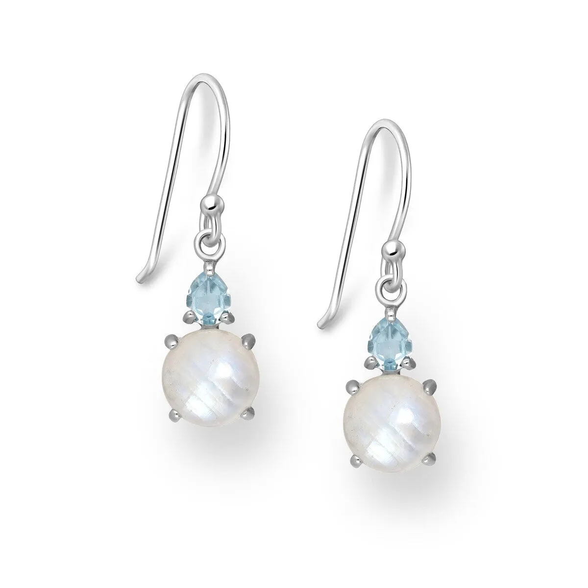 Sterling Silver Moonstone Blue Topaz Circular Drop Earrings sold by Zulily