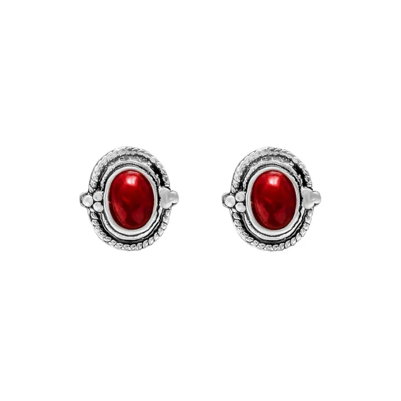 Sterling Silver Red Oval Stud Earrings sold by Zulily