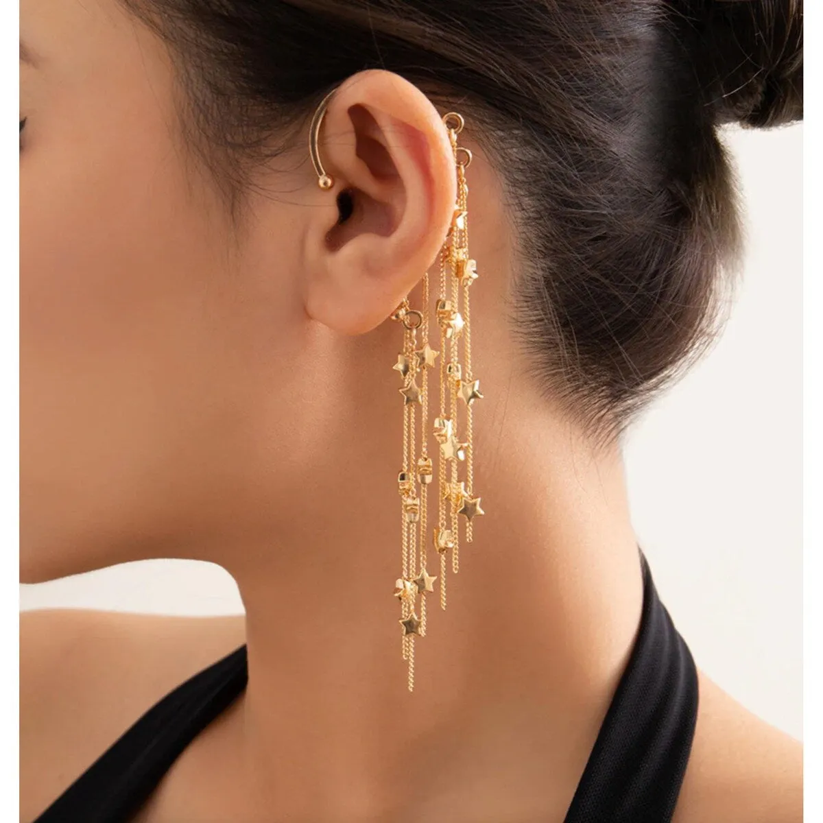 Goldtone Stars Chain Drop Ear Cuff sold by Zulily
