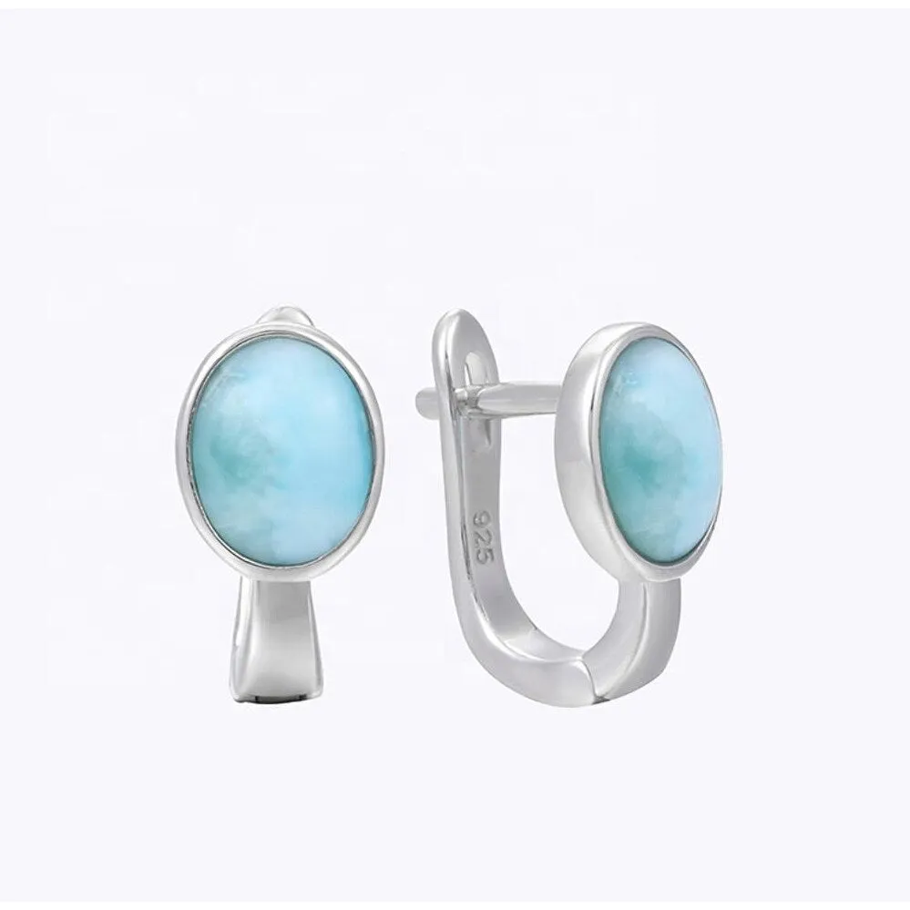 Sky Blue Larimar & Sterling Silver Oval Stud Earrings sold by Zulily