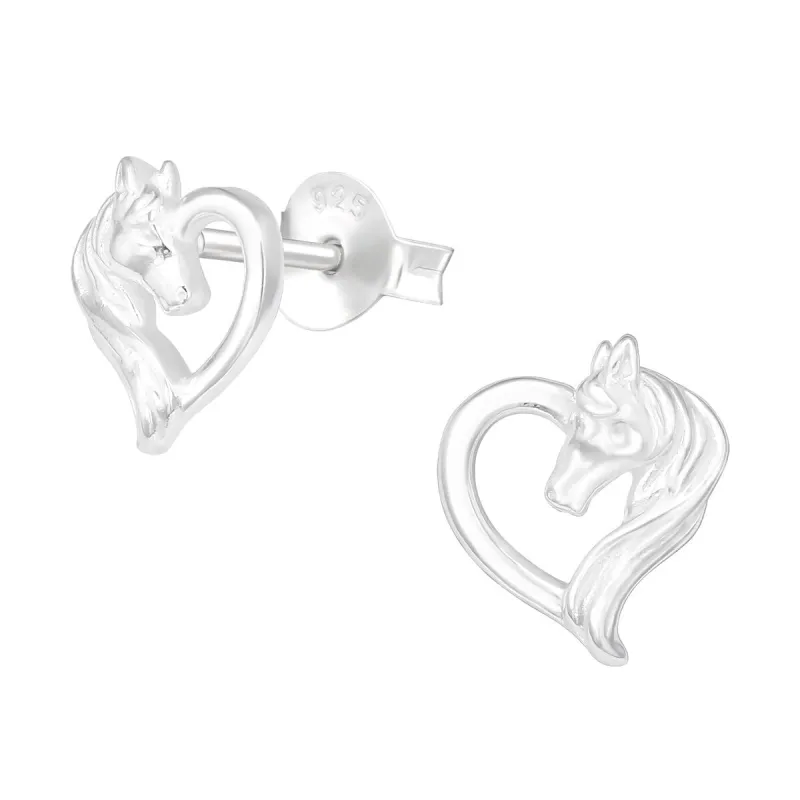 Sterling Silver Horse Heart Stud Earrings (not Oxidized) sold by Zulily
