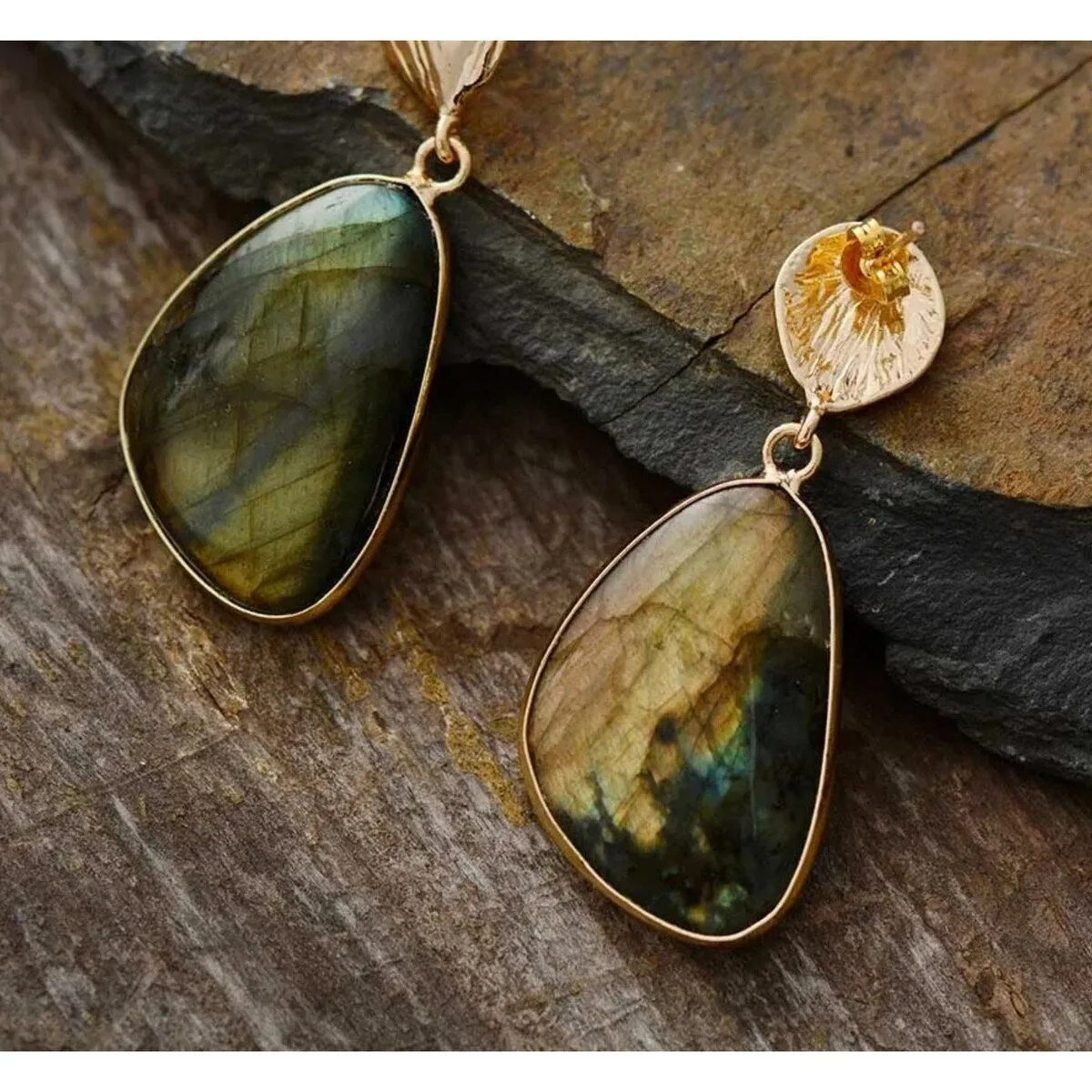 Goldtone & Labradorite Gemstone Drop Earrings sold by Zulily product image thumbnail 3