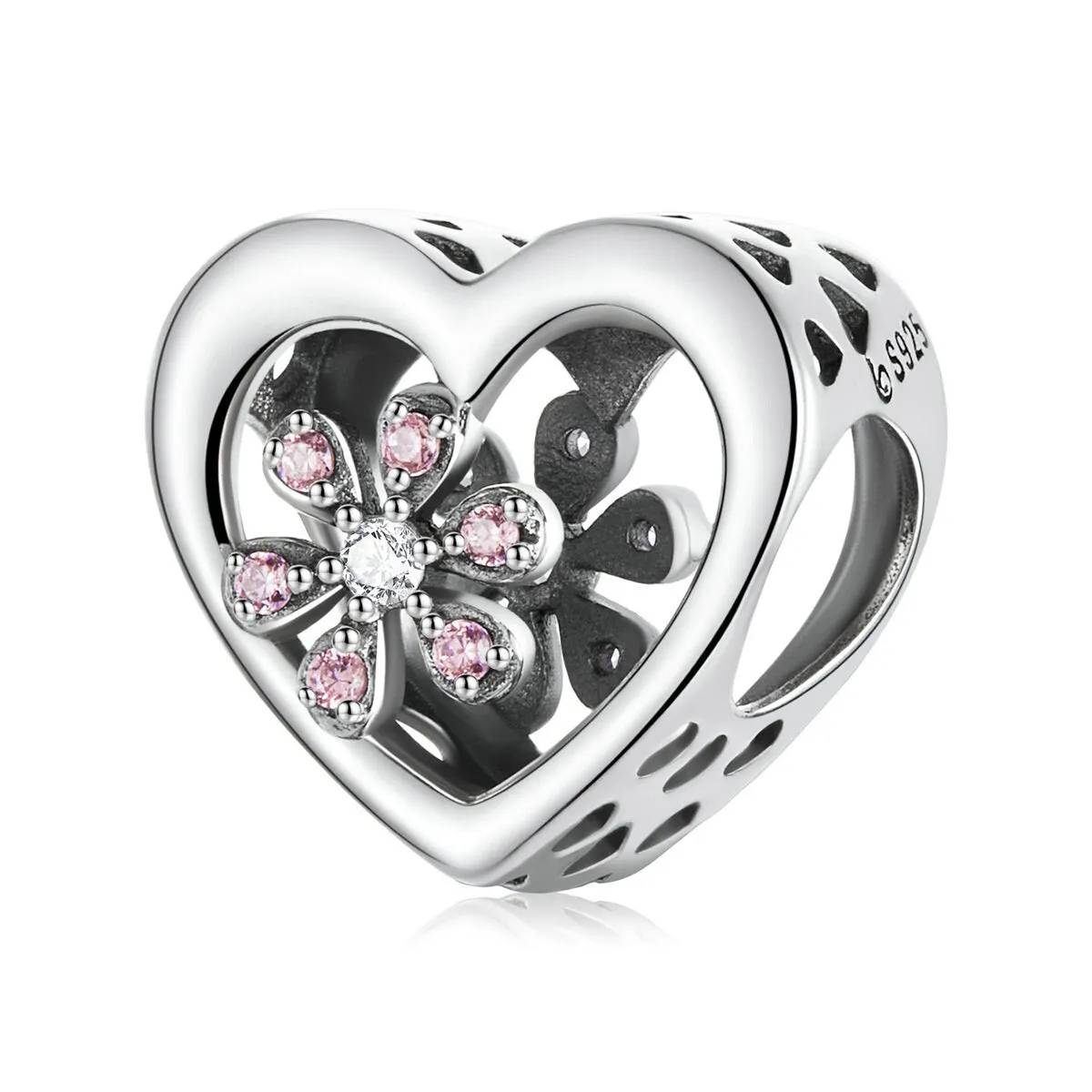 Pink Cubic Zirconia & Sterling Silver Flower Cutout Charm sold by Zulily