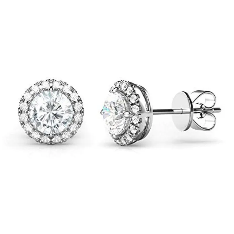 Sterling Silver Halo Stud with A Round Crystal at The Center from Swarovski sold by Zulily