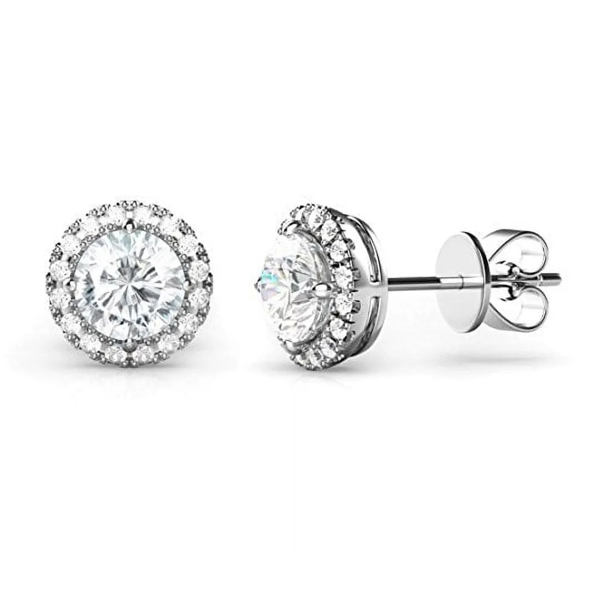 Sterling Silver Halo Stud with A Round Crystal at The Center from Swarovski sold by Zulily