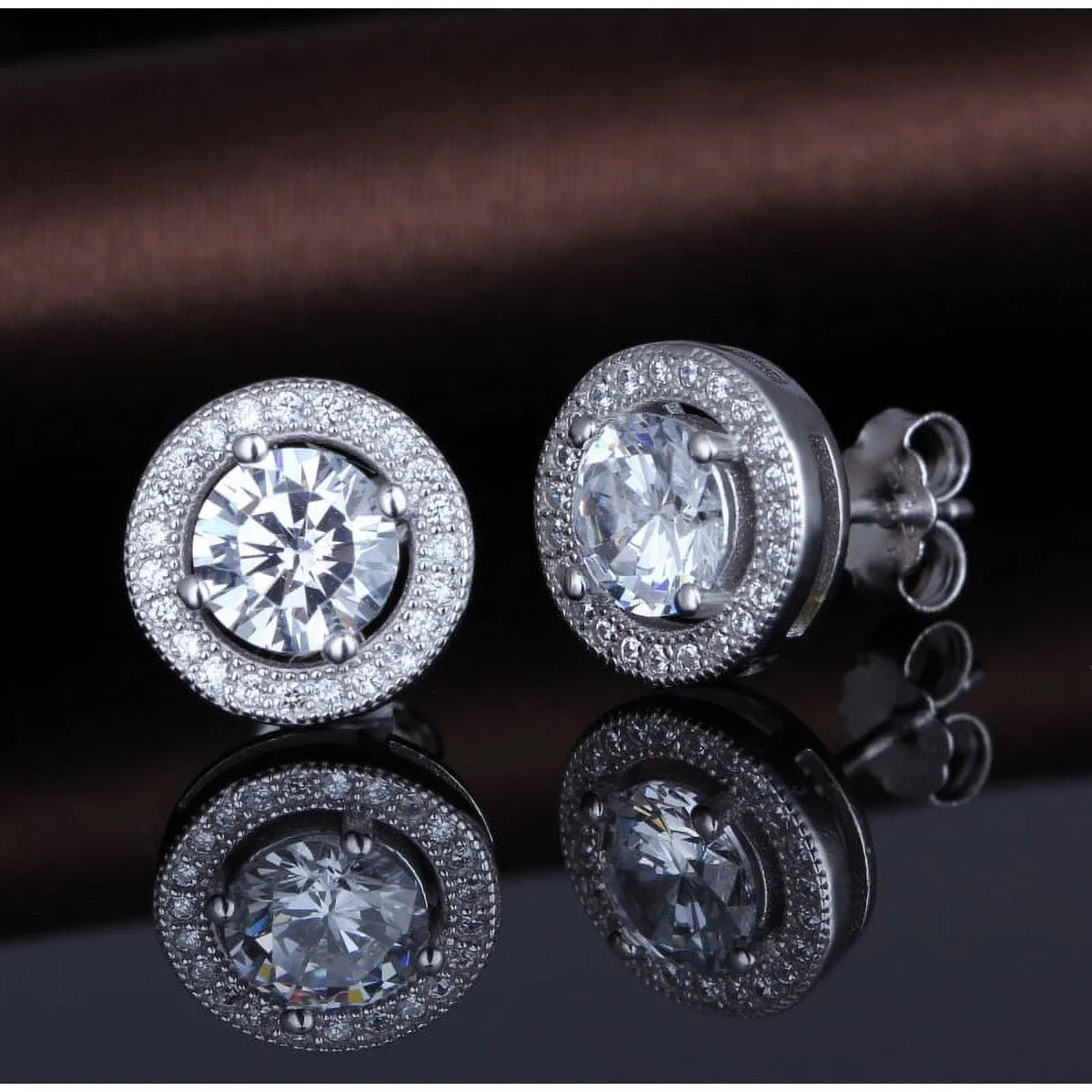 Sterling Silver Halo Stud with A Round Crystal at The Center from Swarovski sold by Zulily product image thumbnail 3