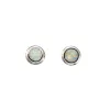 Sterling Silver Round Stud Earrings with White Lab-Created Opal sold by Zulily