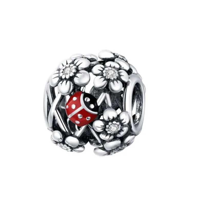 Red & Sterling Silver Cubic Zirconia-Accent Ladybug & Flower Charm sold by Zulily