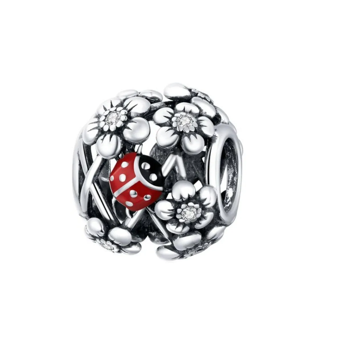 Red & Sterling Silver Cubic Zirconia-Accent Ladybug & Flower Charm sold by Zulily