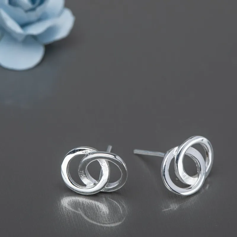 Sterling Silver Interlocked Circles Stud Earrings sold by Zulily